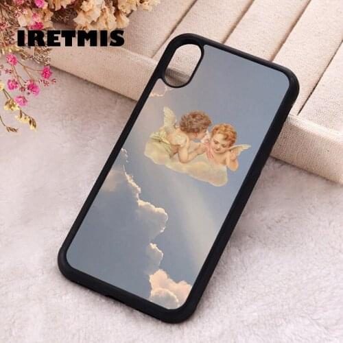 Iretmis 5 5S SE phone cover cases for iphone 6 6S 7 8 Plus X Xs Max XR 11 12 MINI Pro Renaissance angels in sky Cherubs Cupid
