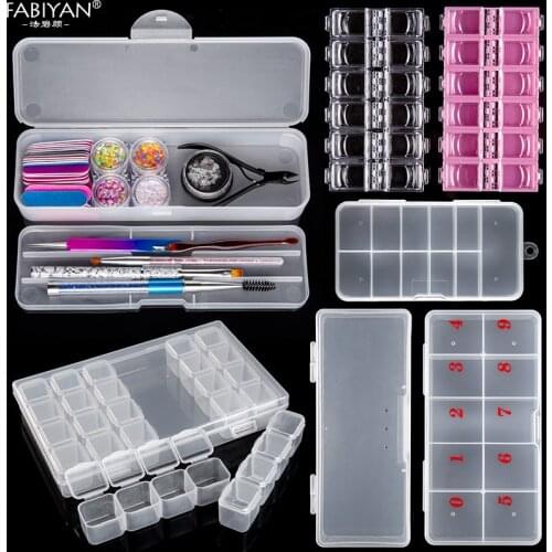 10 Cells Storage Case Container Organizer Empty Box For 100pcs False Tips Glitter Rhinestone Tools Plastic Nail Art Manicure Pro