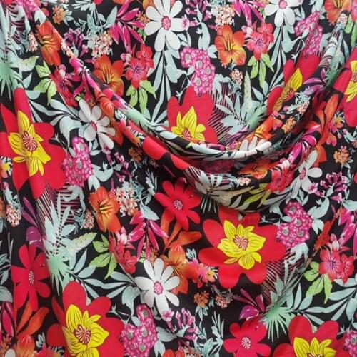 Colorful Flowers Soft Fabric 4 Side Stretch Swimwear Micro Fiber Latin Dance Knitted Fabric DIY Sewing Stage Tights Sportwear