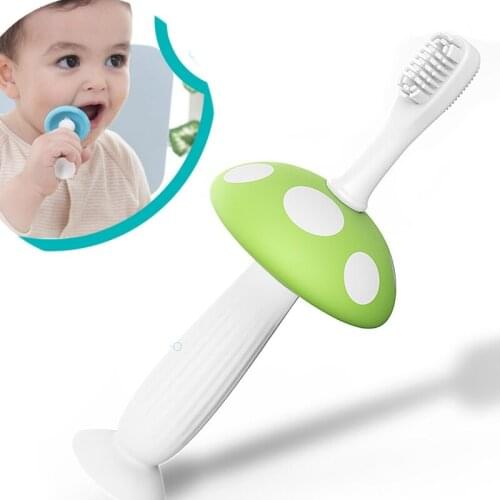 Mushroom Childrens Silicone Soft Hair Training Milk Toothbrush