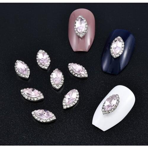 DIY 10pcs/pack 3d Nail Charms Marquise Purple Rhinestones Nail Art Decorations Alloy Jewelry Nails Tips Tools