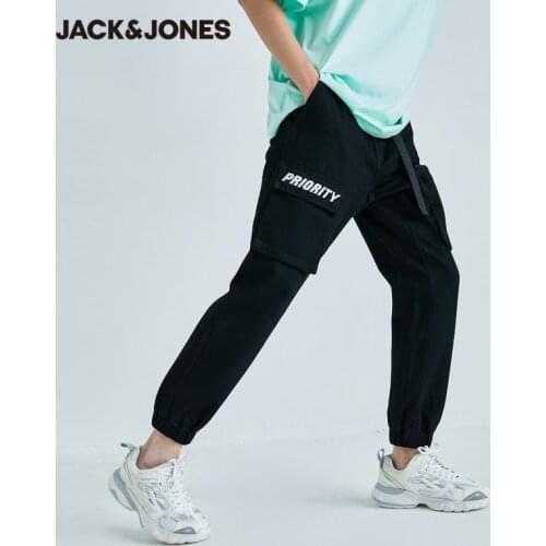 JackJones Mens Casual Black Stretch Multiple Pockets Lace-up Cargo Jeans | 220332063