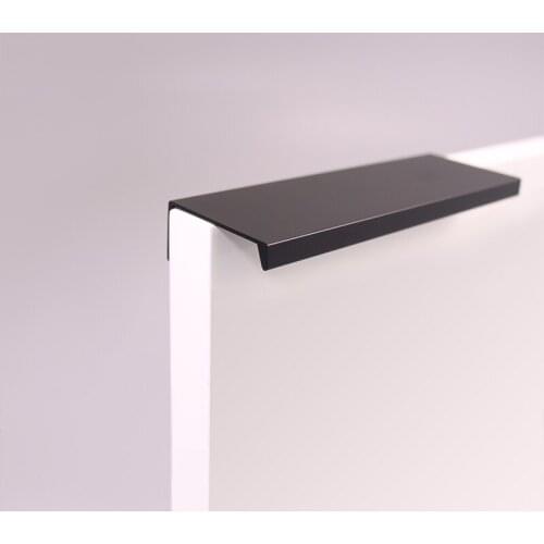 HJY Black Hidden Cabinet Handles Aluminum Kitchen Cupboard Handles Bedroom Cupboard Pulls Drawer Knobs Furniture Handle A069