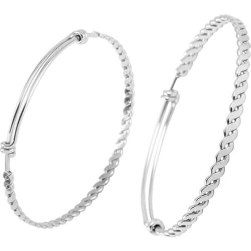 IJB0273 100 pcs Stainless Steel Adjustable 3D Rope Style Twisted Wire Blank Bangle Bracelet 3 Loops Wrap