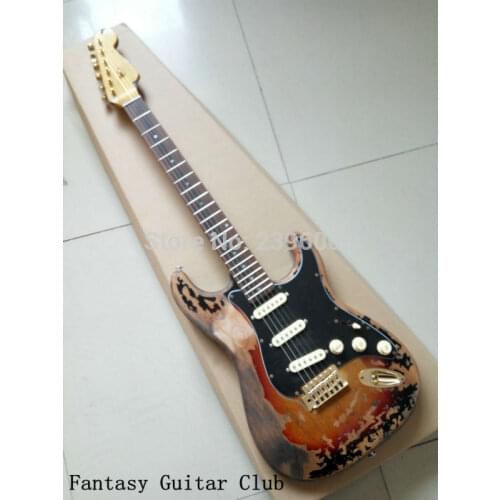 Custom Shop classical st relic guitar,master build aged st guitar vintage sunburst color retro SRV guitar high quality free ship
