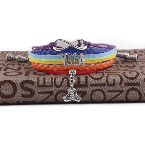 Little MingLou yoga bracelet Meditation OHM Asana sport charm leather adjustable strap tassels men women bracelets & bangles