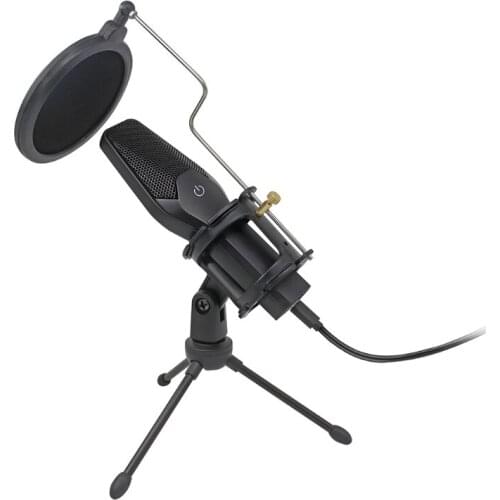 Microphone with Tripod Stand for Birthday Recording and Streaming Conference Smart Touch Control Professional Mic Props