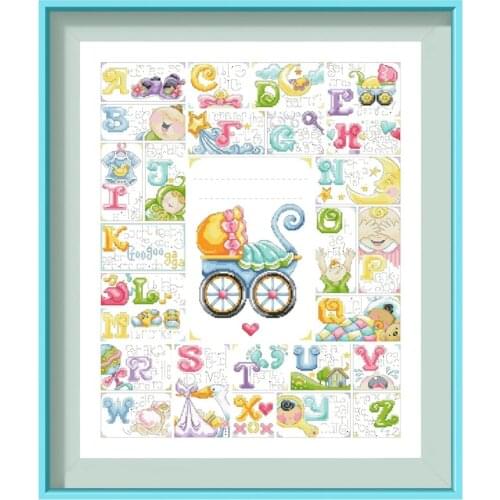 Baby birthday record cross stitch kits pattern 18ct 14ct 11ct white fabric cotton thread embroidery DIY hand made needlework