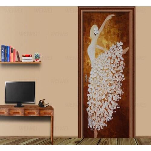 Modern Abstract Art 3D Wall Door Sticker Living Room Bedroom Creative DIY Home Decoration Paste Vinyl Door Mural Self-Adhesive