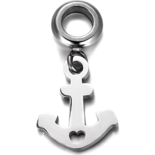 316L Stainless Steel Spacer Bail Bead Anchor Charms 5mm Hole Polished Metal Charm Accessories for DIY Bracelet Jewelry Making