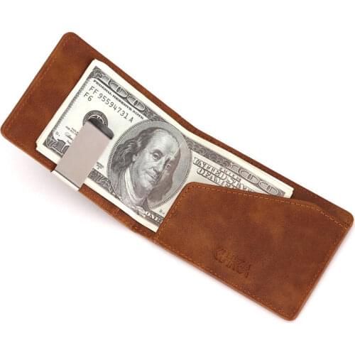 New Fashion Mens Leather Money Clips Wallet Multifunctional Thin Man Card Purses Women Metal Clamp For Money Cash Holder