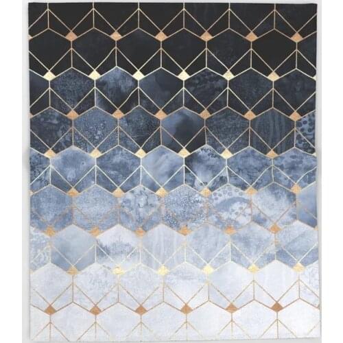 Geometry Blanket Blue Hexagons And Diamonds Fleece Blankets and Throw for Plane Travel Christmas Decorations for Home