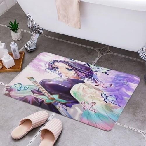 Demon Slayer Shinobu Kocho Anti-slip Doormat Vacuuming Water Absorbing Kitchen Bedroon Bath Floor Mats Home Entrance Home Decora