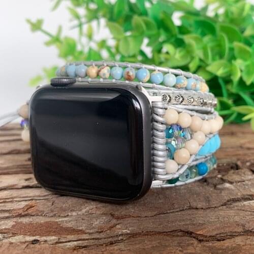 New for Apple Watch Watch Accessories Natural Stone Bohemian Multi-layer Bracelet Strap Wholesale Apple Watch Strap