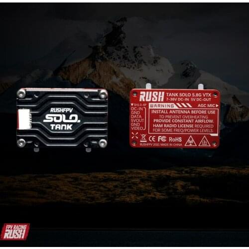 RUSH TANK SOLO 5.8G 48CH PitMode 1.6W Adjustable VTX 2-6S Built-in Microphone CNC Cooling Shell for FPV Long Range