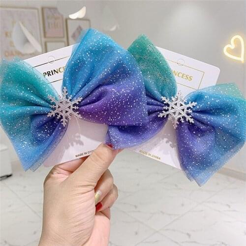 Christmas Snowflake Hair Accessories Crystal Hair Clips for Women Winter Hair Ties Girls Hairpins Blue Hair Scrunchies