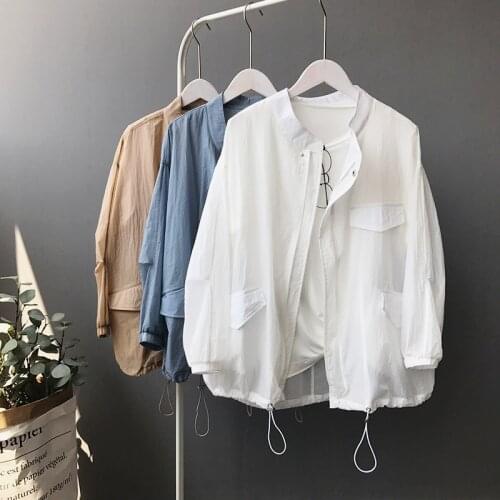 Summer Autumn 2019 Fashion Women Jacket Coat Thin Zipper Bomber Jackets Sunscreen Long Sleeve Casual Loose Plus Size Outerwear