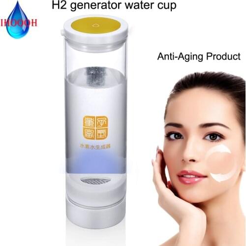 Japan Titanium Electrolysis Hydrogen Rich Generator Water Bottle H2 O2 Separation Rechargeable Alkaline Ionizer 600ML Glass Cup