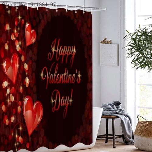 Valentines Day Present High Quality 3D Printed Love Rose Shower Curtain Waterproof Bathroom Polyester Fabric Bathroom Curtain