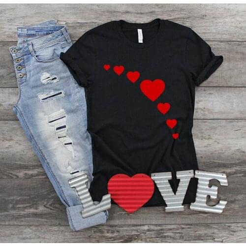 Heart Fall Valentines Day clothing gift aesthetic cotton unisex shirt red letter print o neck women tshirt short sleeve top tee
