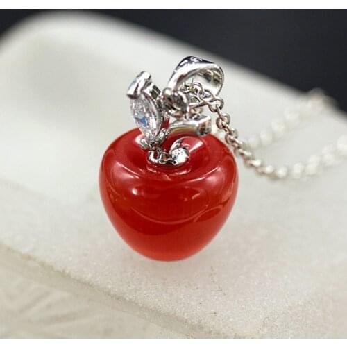 Women Fashion Opal Red Apple Shape Charm Pendant for Necklace Earring Decor