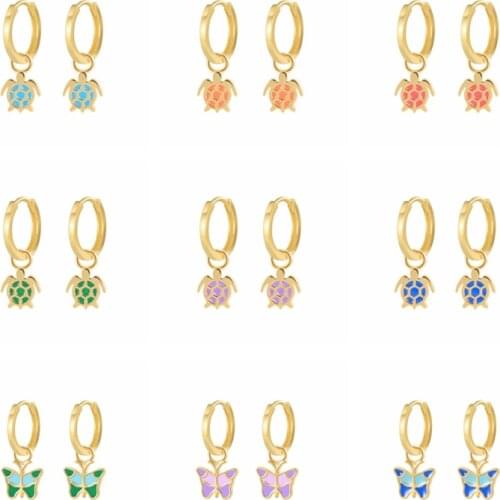 AIDE 925 Silver Jewelry for Women 2021 Hanging Earring Pendientes Plata Enamel Animal Hoop Earrings Piercing Aretes Bijoux Femme