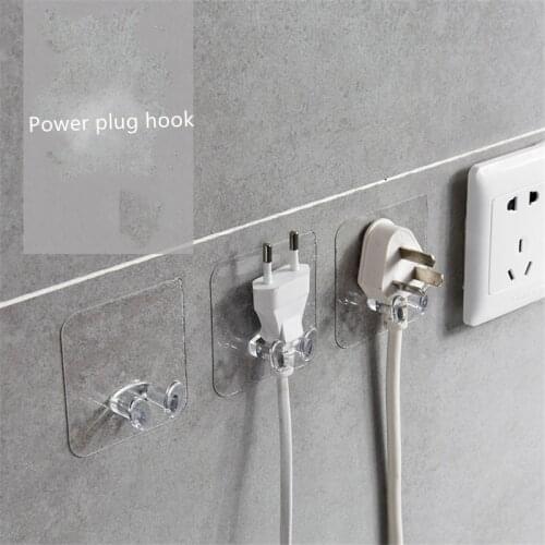 1PC Wall Storage Hook Power Plug Socket Holder Home Wire plugs Adhesive Hanger Home Office Storage Racks