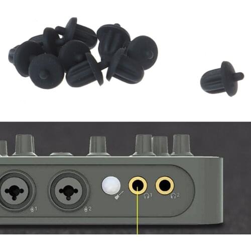 10pcs Black Rubber 6.35mm Audio Jack PC DVD Microphone Socket Dust Cover