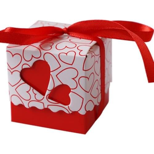 10Pcs Love Heart Candy Boxes Wedding Favor Party Gift Boxes Double Heart Hollow Wedding Sugar Gift Bags Box