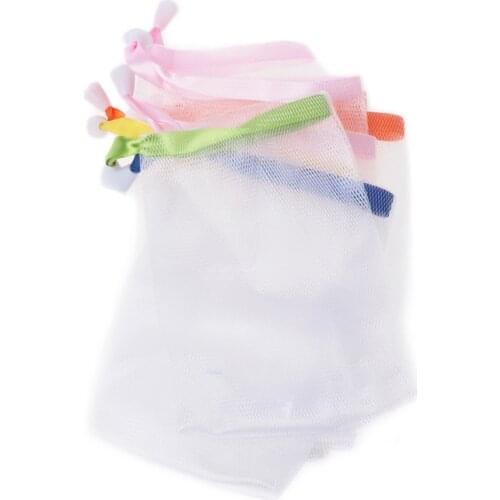 10x Soap Foaming Nylon Mesh Drawstring Bag Bubble Foam Net Bath Cleaning Gloves