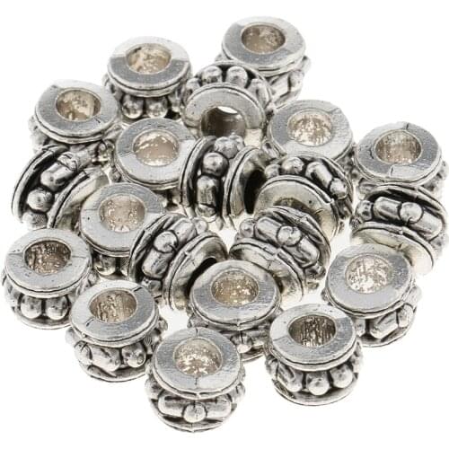 20 Pcs/Pack Hair Tube Beads Dreadlocks for Beards Hair Great for Jewelry Making And Hair/ Beards Decoration Tibetan Silver Color
