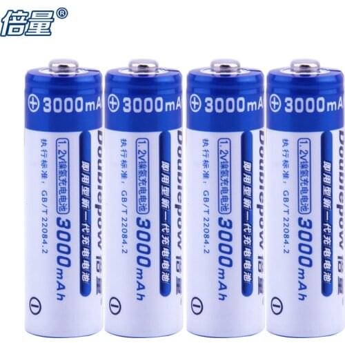 4 pcs. Doublepow original Ni-MH battery 3000 mAh Rechargeable batteries 1.2V Electronic special batteries, High capacity