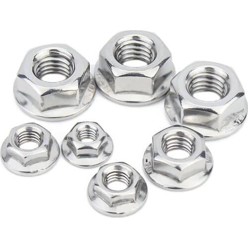 5/10pcs A4 Stainless Steel Flange Hex Nut M3 M4 M5 M6 M8 M10 Hex Head Knurl Nut Fastener