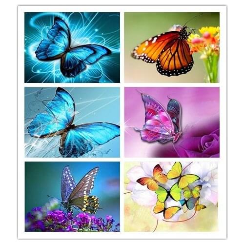 DIY Diamond Embroidery Butterfly Flowers Diamond Painting Cross Stitch Kits Full Diamond Mosaic Crystal Patterns Rhinestones
