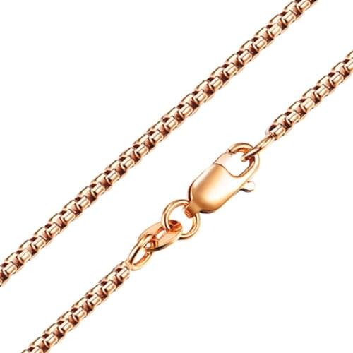 AU750 Pure 18K Rose Gold Necklace Width 1.8mm Holllow Square Box Link Chain Necklace For Men Women Gift 40-60cm