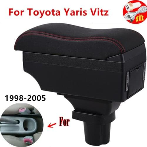 Car Arm Rest Storage Box For Toyota Yaris Vitz 1998-2005 Hatchback Centre Console Storage Armrest Box with USB LED