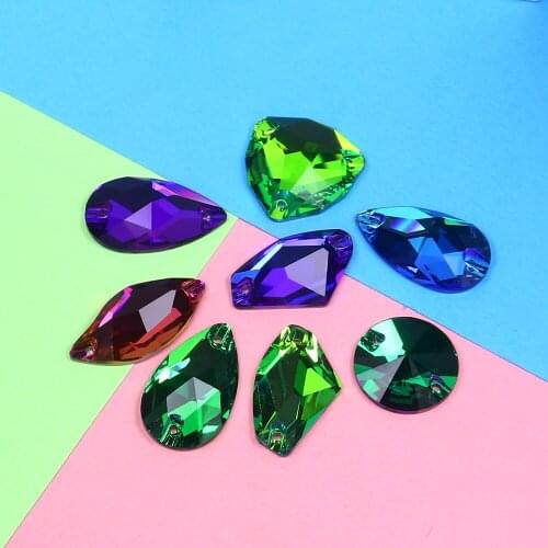 Mix shape colorful 30pcs glitter Glass Sewing Rhinestones applique strass rhinestone sew on crystals and stones for clothes