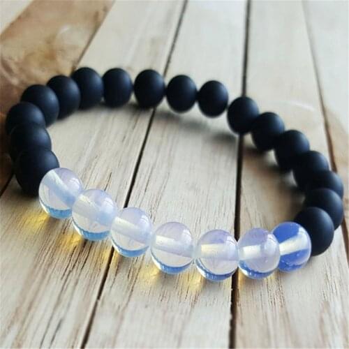 8mm Natural Matte Black Onyx Handmade Mala Bracelet Reiki Buddhism Lucky Yoga Wrist Fancy Bless Healing