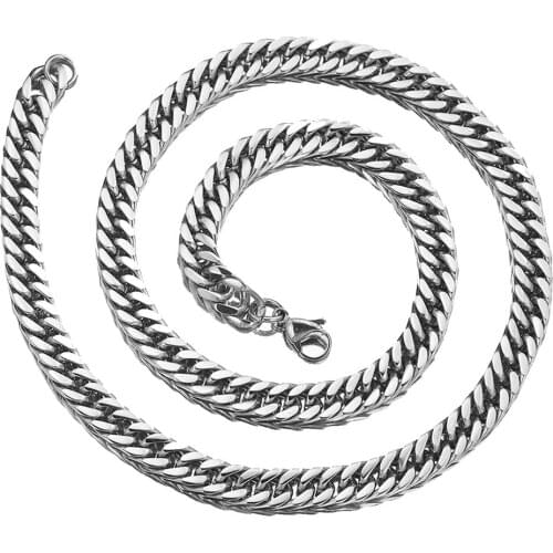 Cool Stainless Steel Miami Cuban Curb Chain Mens Womens Silver Color Necklace Or Bracelet Fashion Jewelry 7-40