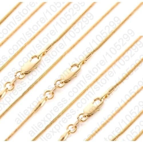 Wholesale 10PCS Necklace 16-30" Yellow Gold Filled Chain Snake Chain For Pendant With Lobster Clasps Woman Jewelry Gift
