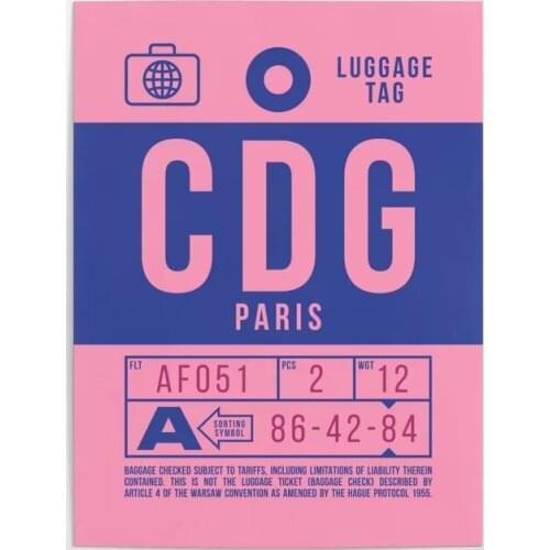 Home Decor Canvas Paintings Retro Airline Luggage Tag Pictures Wall Art Pink Printed Modular Poster Frame Artwork Living Room