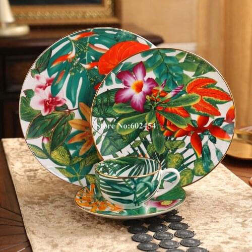 European Kitchen Tableware 4pcs Ceramic Household Dishware Set Steak Plate Western Dishes