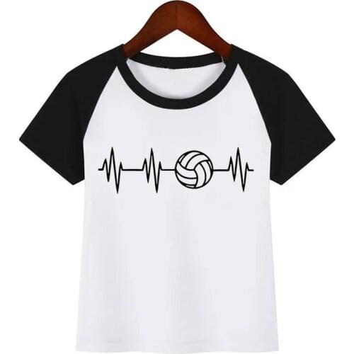 Kids Funny Heartbeat of Volleyballer Cartoon O-Neck T Shirt Tees Summer Tops Children Girl T-Shirt Boy/Girls Clothing