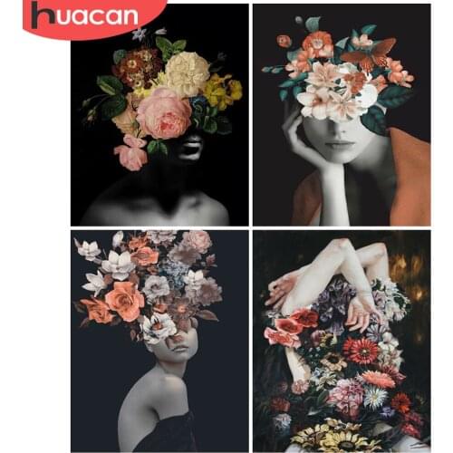 HUACAN DIY Frame Oil Painting By Numbers Flower Acrylic Home Decor Unique Gift Picture By Numbers Women Figure For Living Room