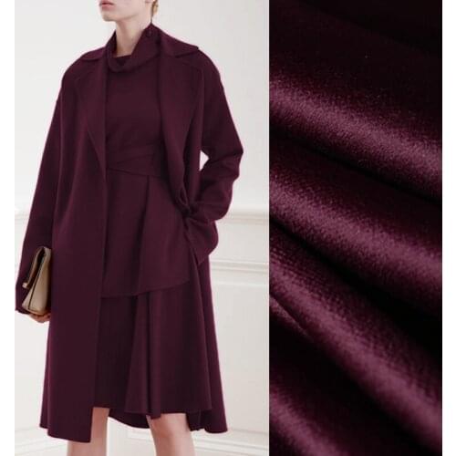 Quality 155CM Wide 750G/M Weight Dark Purple Double-faced Water Wave Cashmere Wool Autumn and Winter Overcoat Fabric E1154