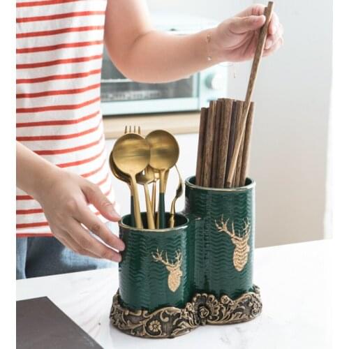 Nordic Style Ceramic Chopsticks Cylinder Home Restaurant Kitchen Storage Container Fork Spoon Tableware Storage Box Accessories