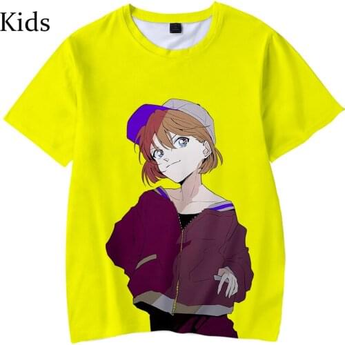 Summer 3D Detective Conan Kids Tees boys girls Harajuku Short Sleeve yellow Tees Hip Hop childrens casual Suitable 3D T shirt