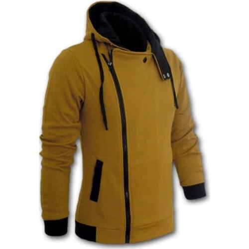Mens sportswear is fashionable Side Zipper Drawstring Long Sleeve Sweatshirt Hooded Jacket Coat Sport coat