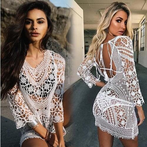 New Fashion Sexy Women Lace Beach Dress Bikini Cover Up Summer Bathing Suit Crochet Swimwear