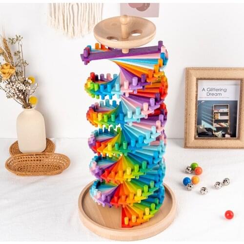 Montessori Educational Toys Wooden Blocks Rainbow Stacking Toy Kids 253pcs Colorful Creative Ball Game Jenga Blocks for Children